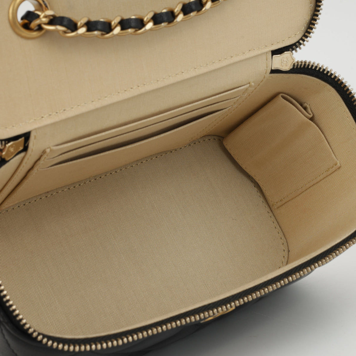 Chanel Small Vanity on Chain Pearl Crush - Black Lambskin | Antique Gold Hardware