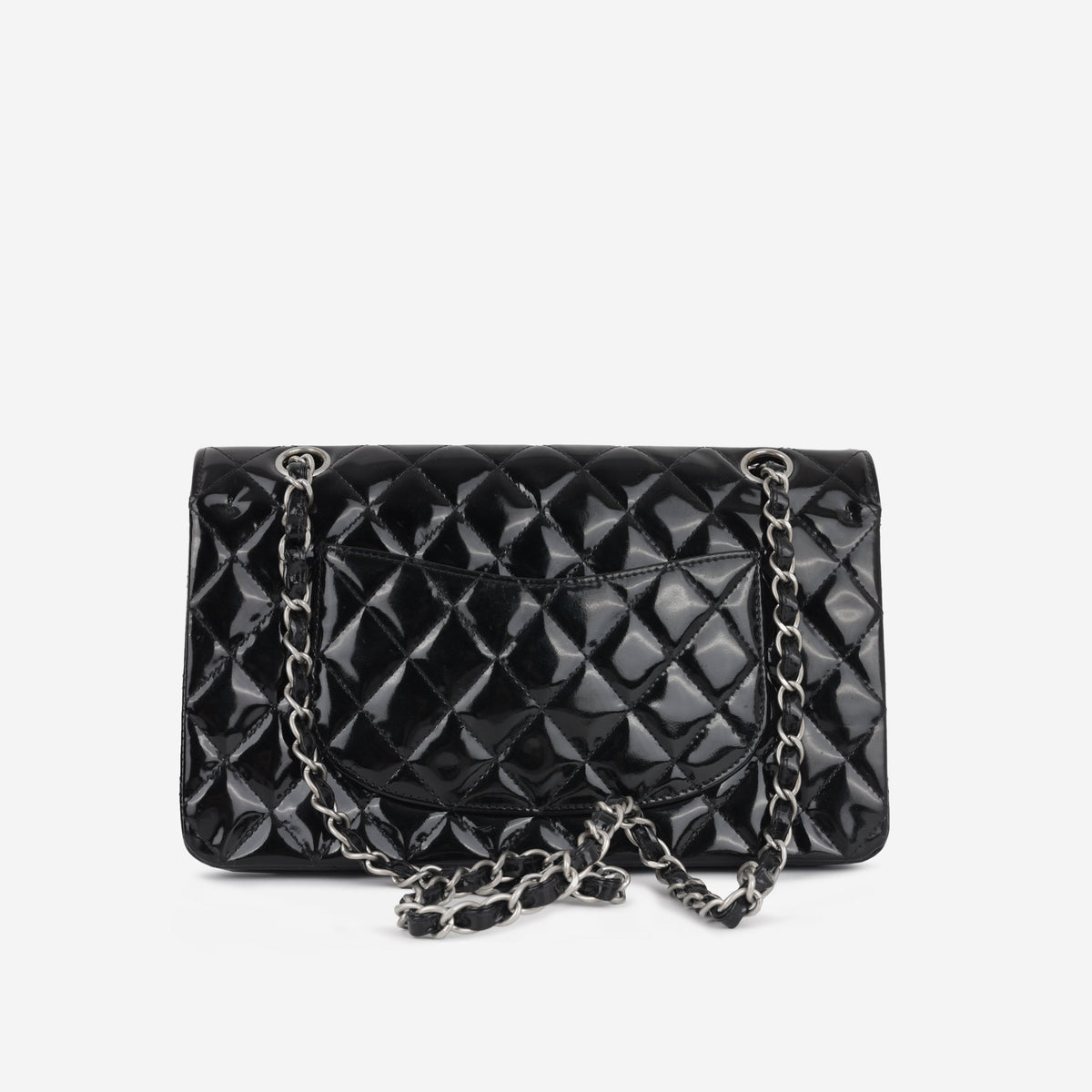 Chanel Medium Classic Flap - Black Patent | Silver hardware