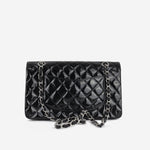 Chanel Medium Classic Flap - Black Patent | Silver hardware