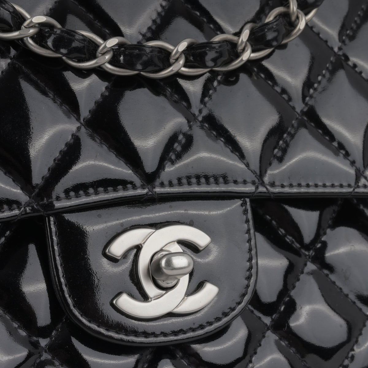Chanel Medium Classic Flap - Black Patent | Silver hardware