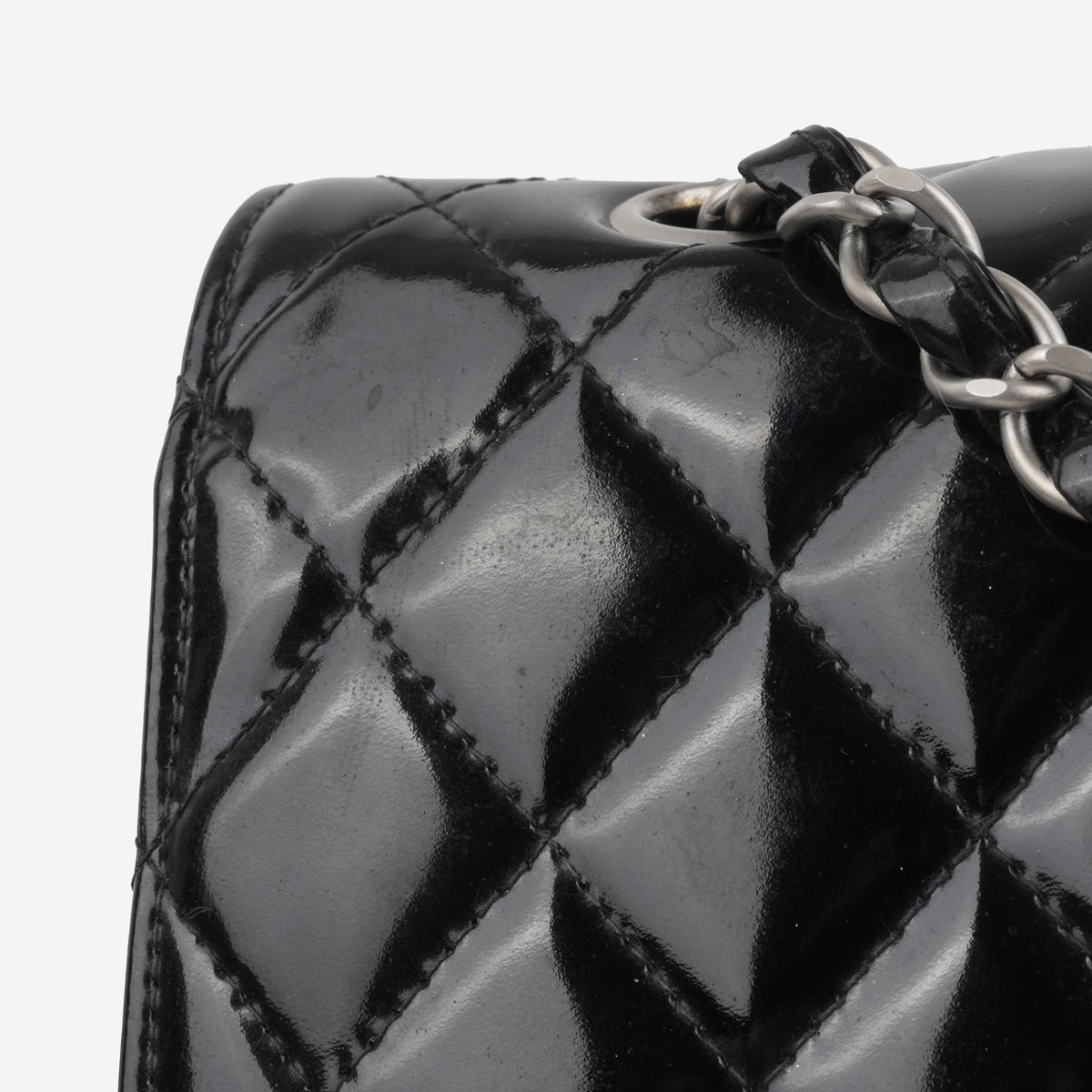 Chanel Medium Classic Flap - Black Patent | Silver hardware