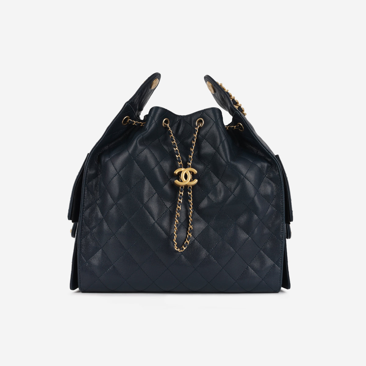 Chanel Medium 25 Hobo Bag - Midnight Blue Caviar | Antique Gold-tone Hardware
