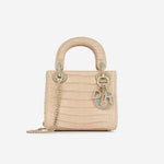 Dior Mini Lady Dior - Blush Pink Alligator | Champagne Gold Hardware with Diamond Beads