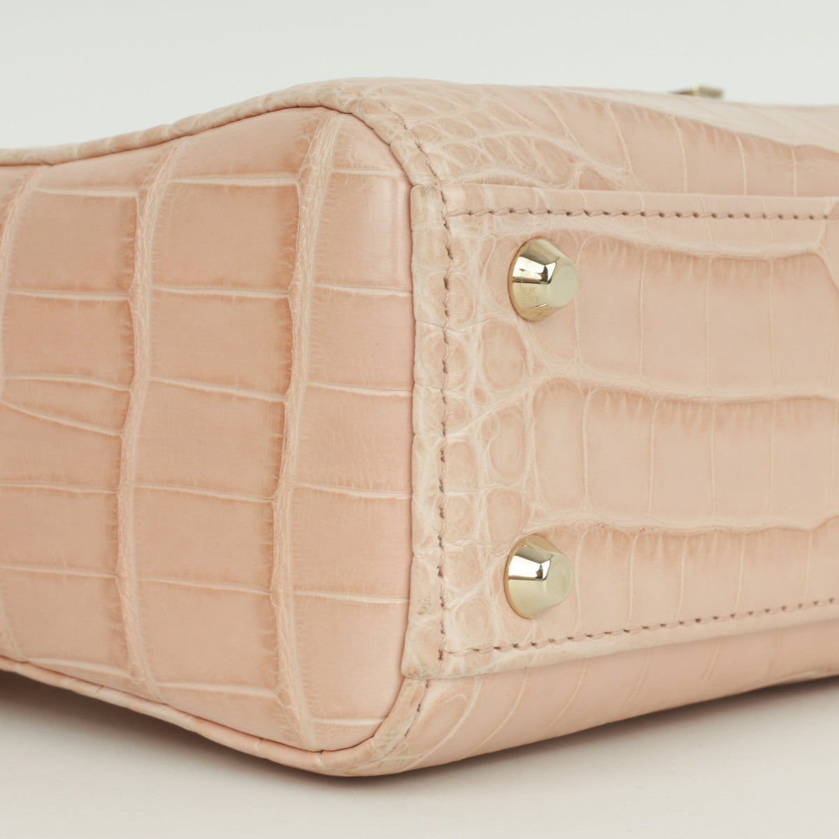 Dior Mini Lady Dior - Blush Pink Alligator | Champagne Gold Hardware with Diamond Beads