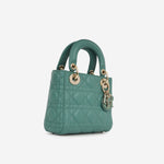Dior Mini Lady Dior - Teal Lambskin | Champagne Gold Hardware