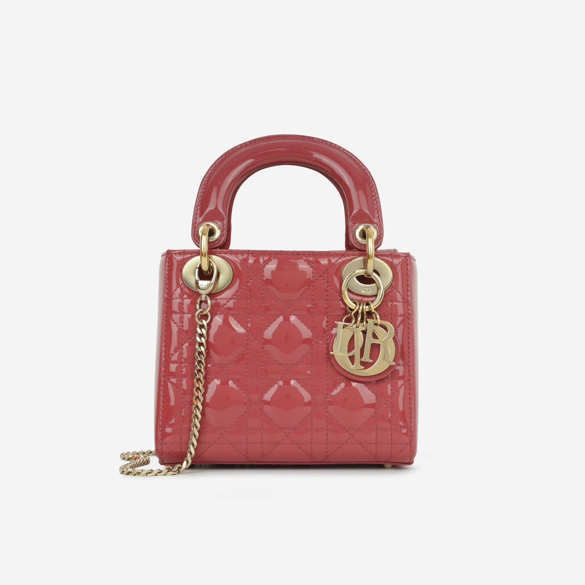 Dior Mini Lady Dior - Rose Pink Patent Lambskin | Champagne Gold Hardware