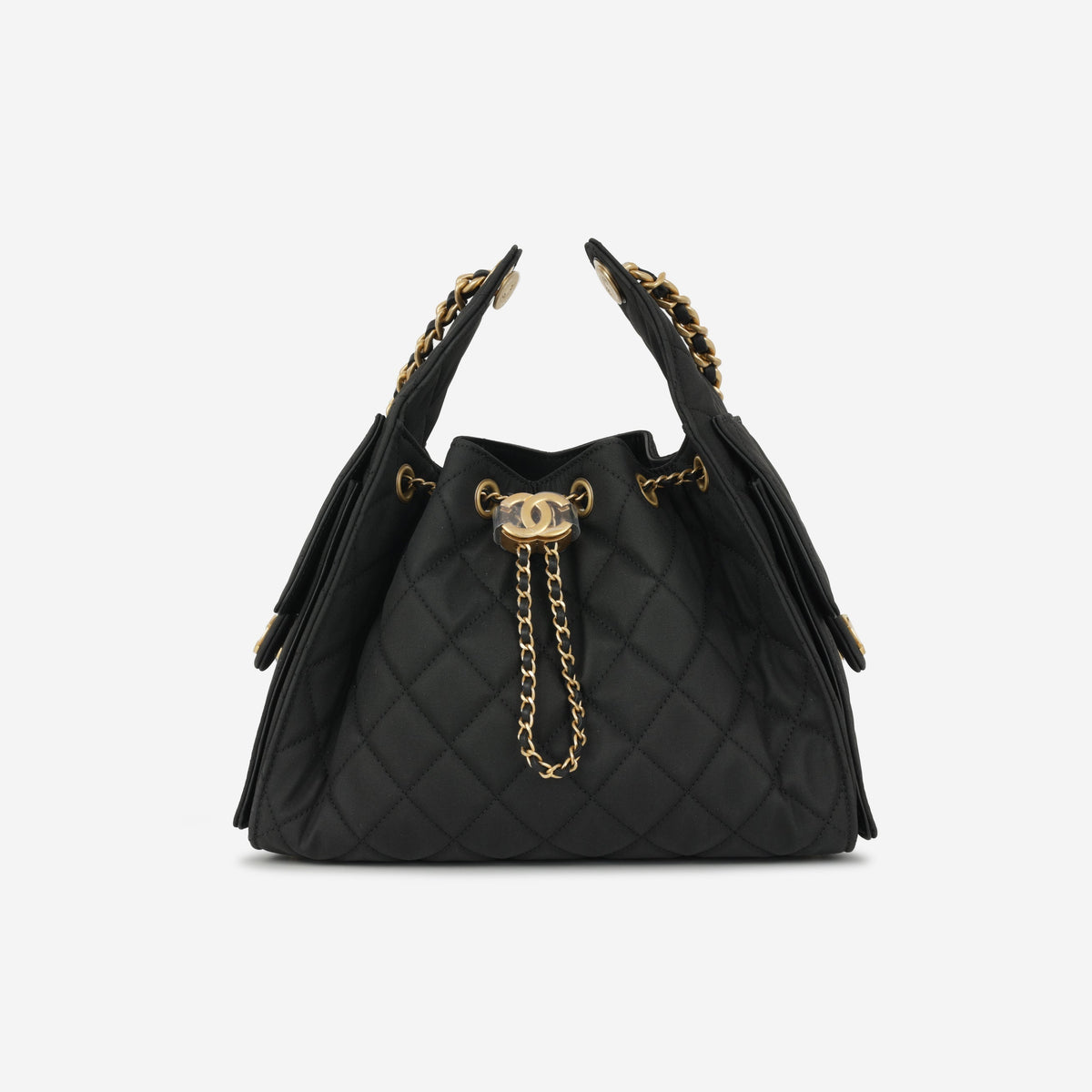 Chanel Small 25 Hobo - Black Coated Canvas | Antique Gold Hardware