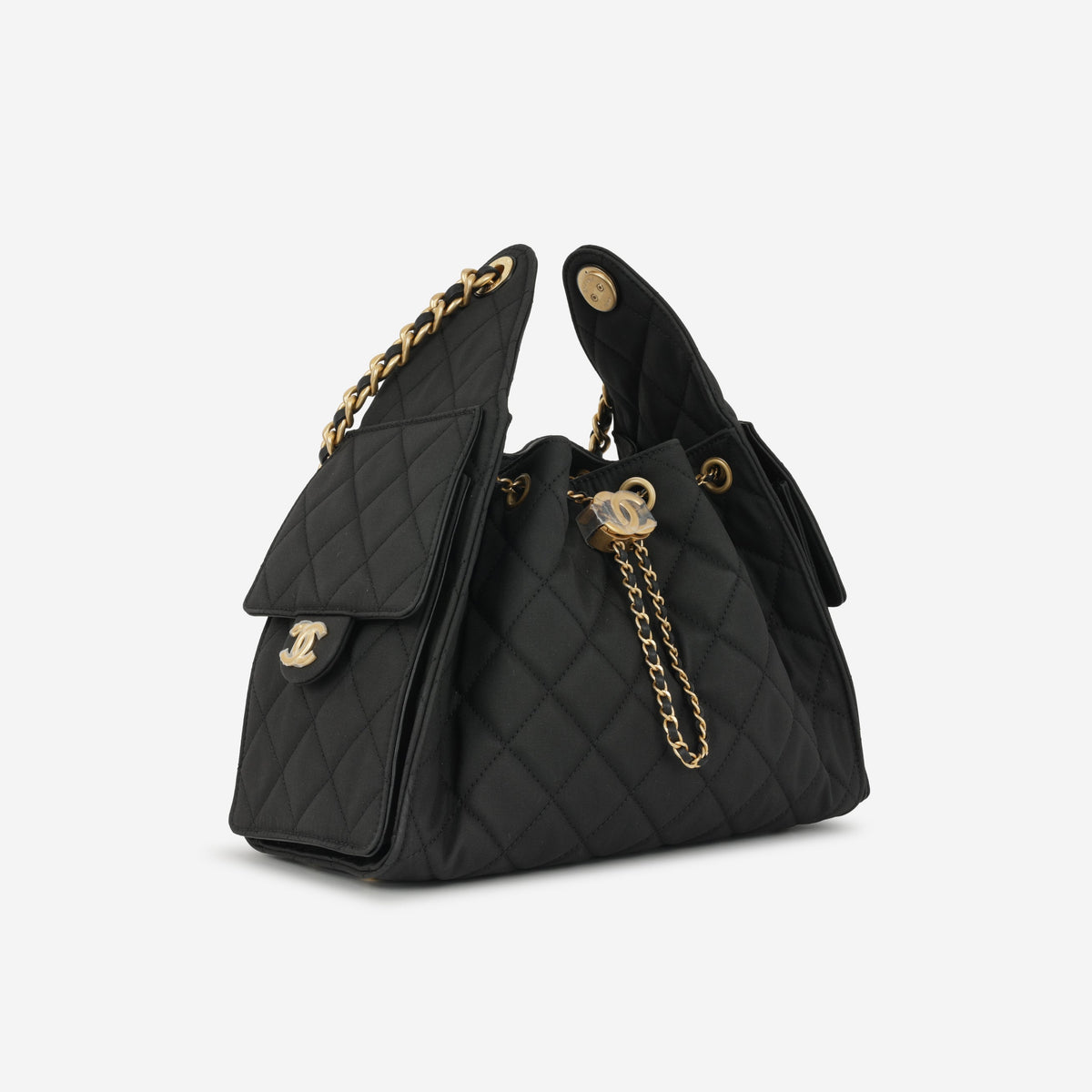 Chanel Small 25 Hobo - Black Coated Canvas | Antique Gold Hardware