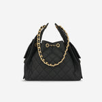 Chanel Small 25 Hobo - Black Coated Canvas | Antique Gold Hardware