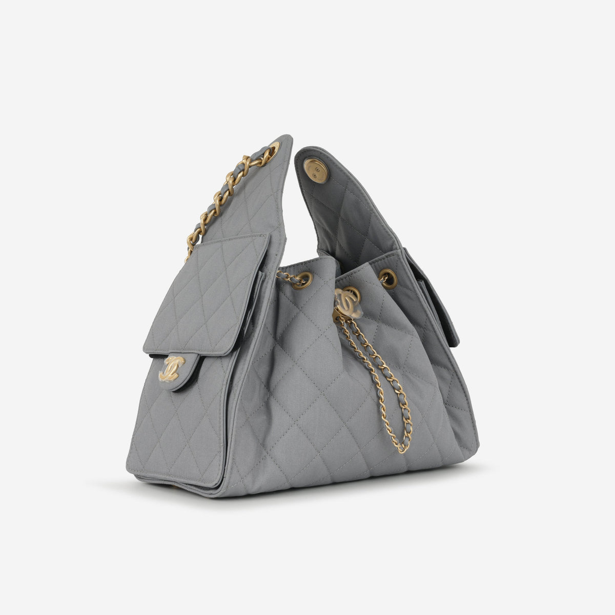 Chanel Small 25 Hobo - Grey Coated Canvas | Antique Gold Hardware