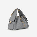 Chanel Small 25 Hobo - Grey Coated Canvas | Antique Gold Hardware