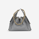 Chanel Small 25 Hobo - Grey Coated Canvas | Antique Gold Hardware