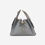 Chanel Small 25 Hobo - Grey Coated Canvas | Antique Gold Hardware