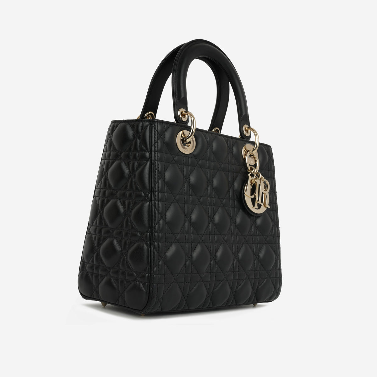 Dior Medium Lady Dior - Black Lambskin | Champagne Gold Hardware
