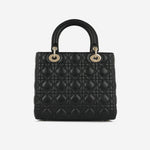 Dior Medium Lady Dior - Black Lambskin | Champagne Gold Hardware