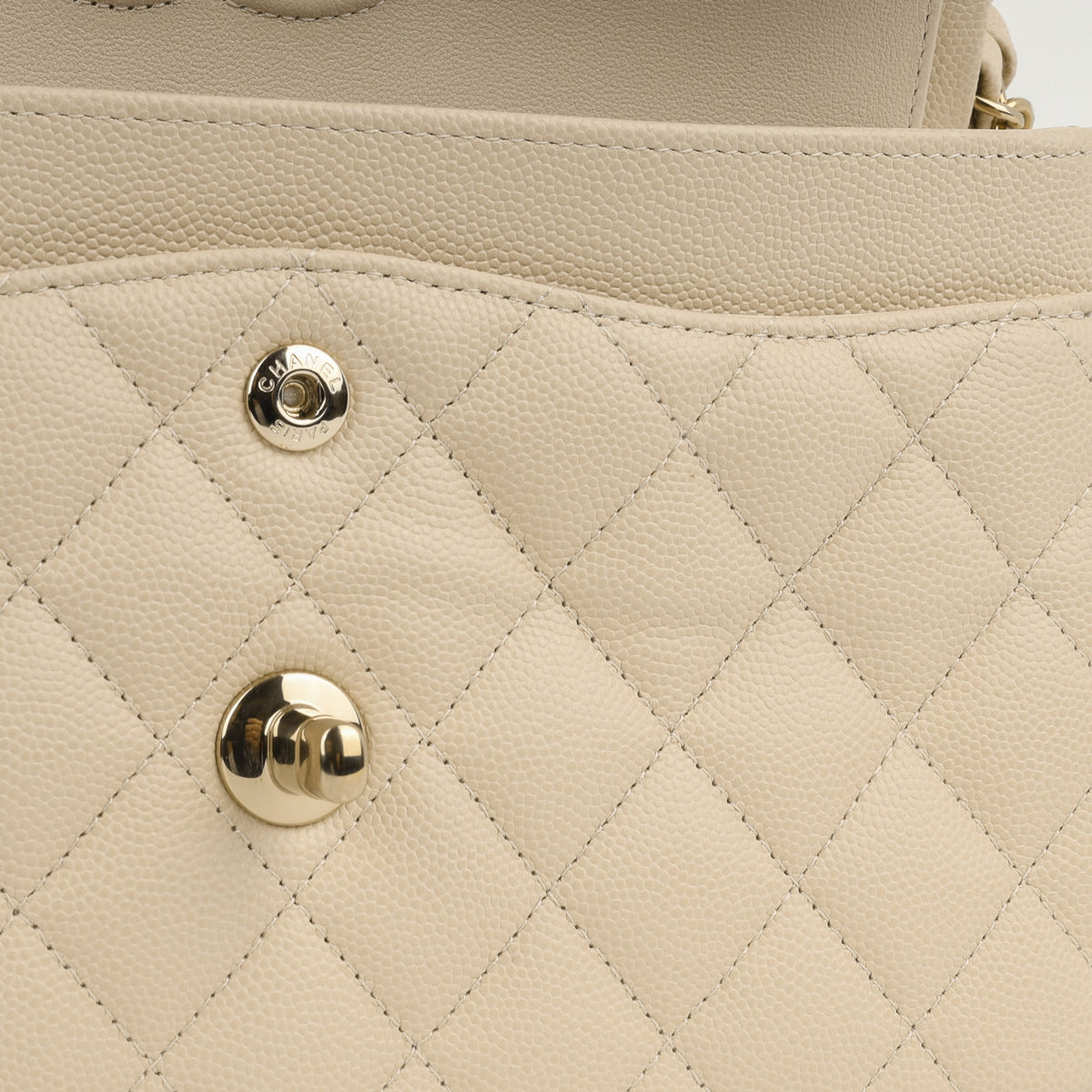 Chanel Small Classic Flap - Ecru Caviar | Champagne Gold Hardware