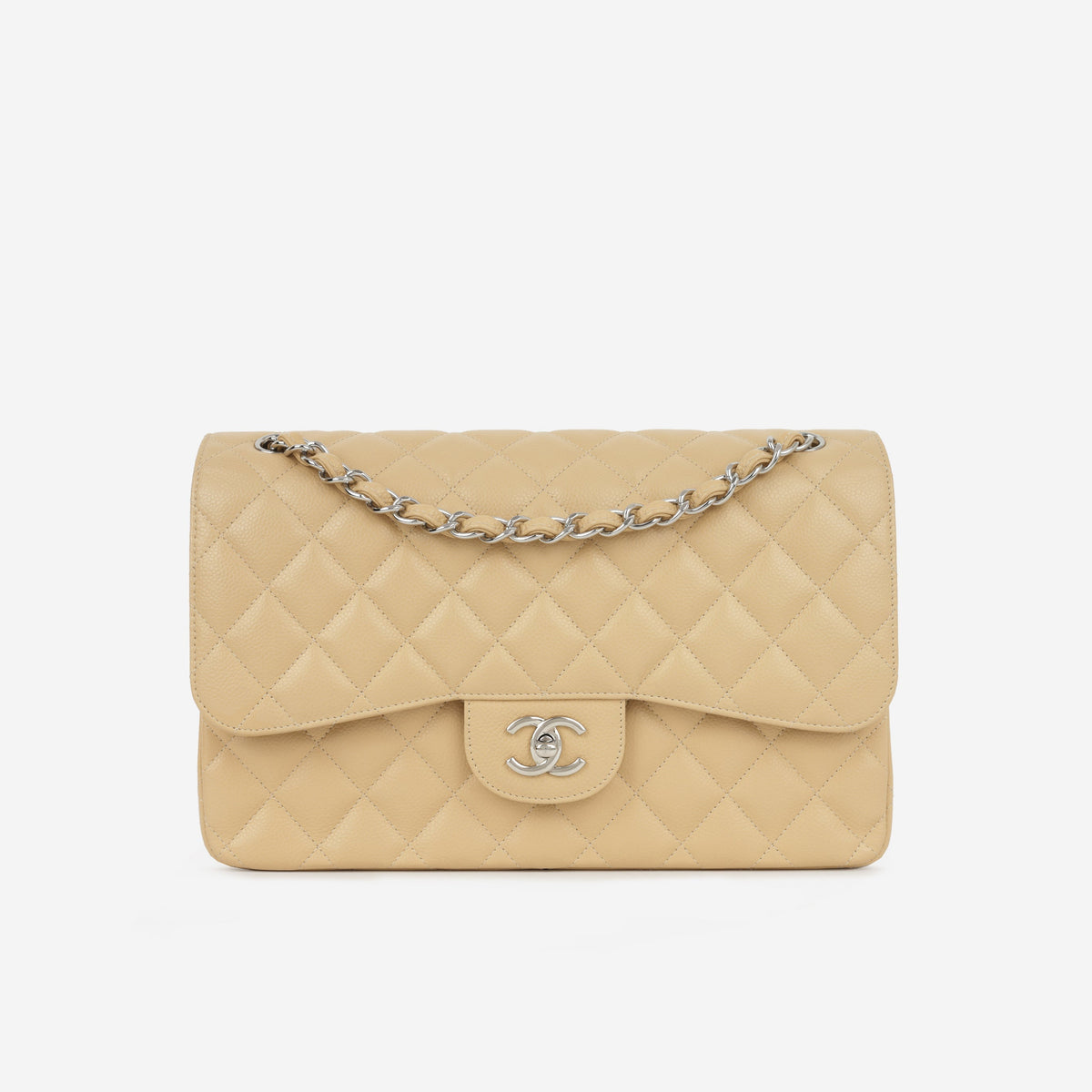 Chanel Classic Jumbo Double Flap - Beige Caviar | Silver Hardware