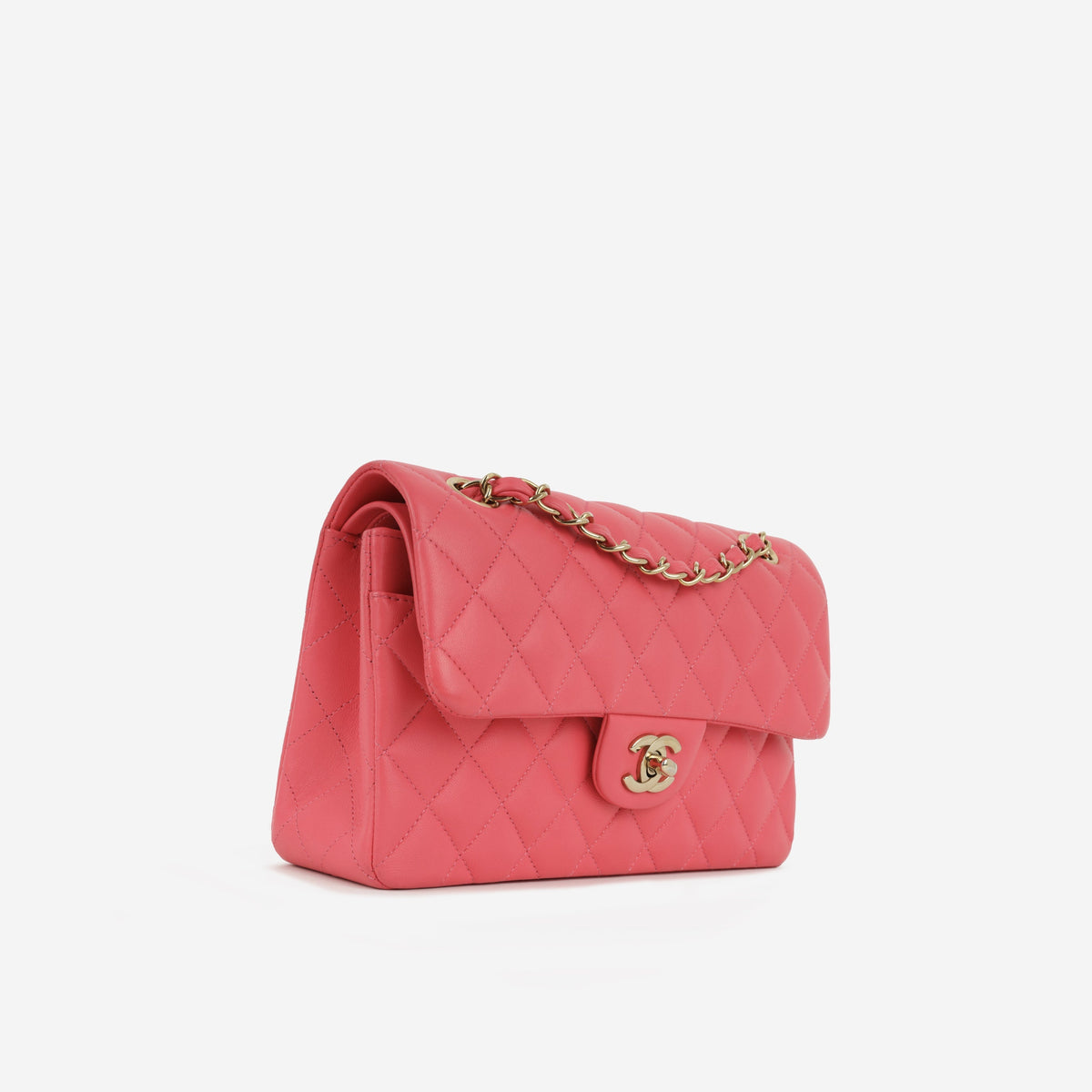 Chanel Small Double Classic Flap - Pink Lambskin | Champagne-Gold Hardware