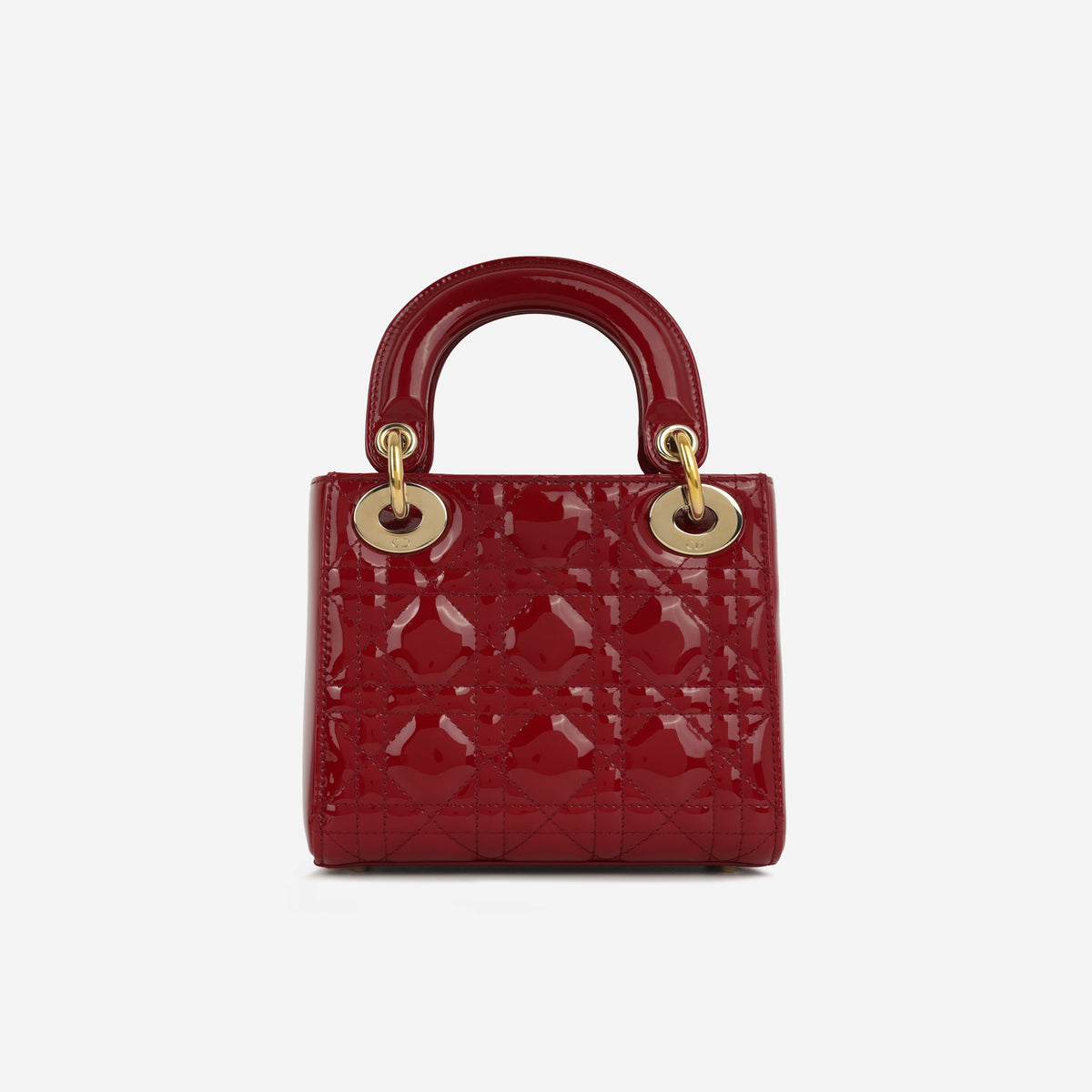 Dior Mini Lady Dior - Cherry Red Patent | Champagne Gold Hardware