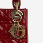 Dior Mini Lady Dior - Cherry Red Patent | Champagne Gold Hardware