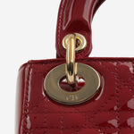Dior Mini Lady Dior - Cherry Red Patent | Champagne Gold Hardware