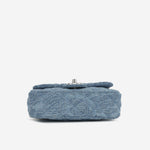 Chanel Mini Rectangular Camellia Crush - Blue Embroidered Denim | Silver Hardware