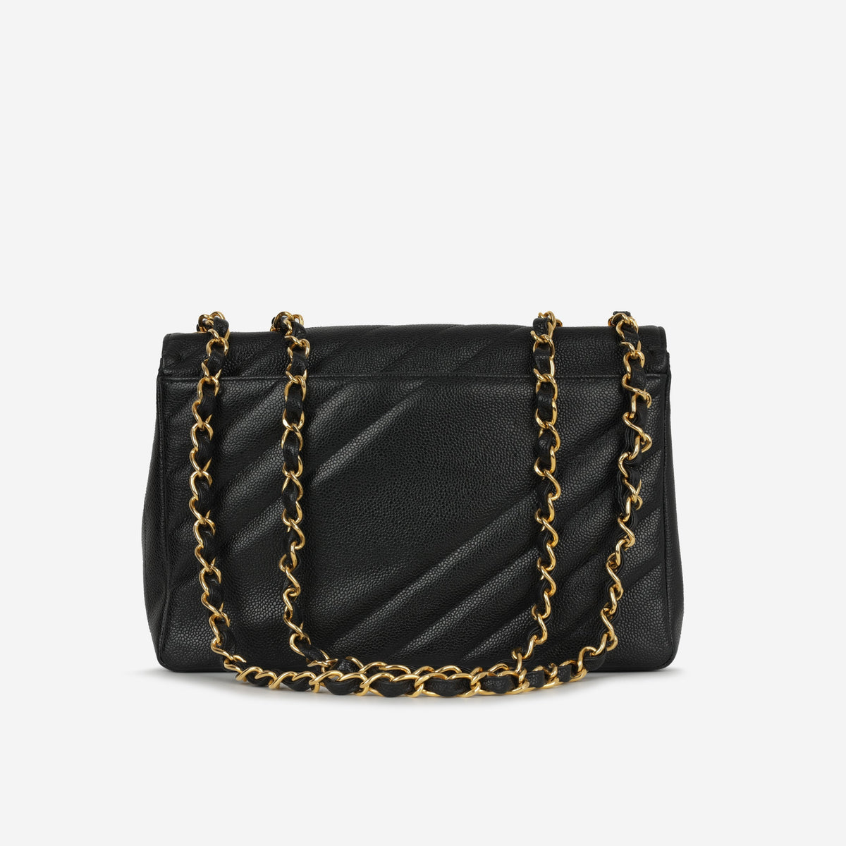 Chanel Vintage Jumbo Diagonal Flap - Black Caviar | Gold Hardware