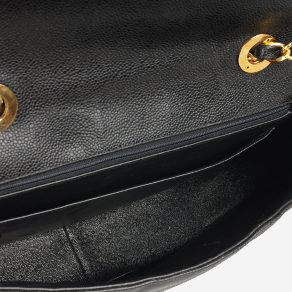 Chanel Vintage Jumbo Diagonal Flap - Black Caviar | Gold Hardware
