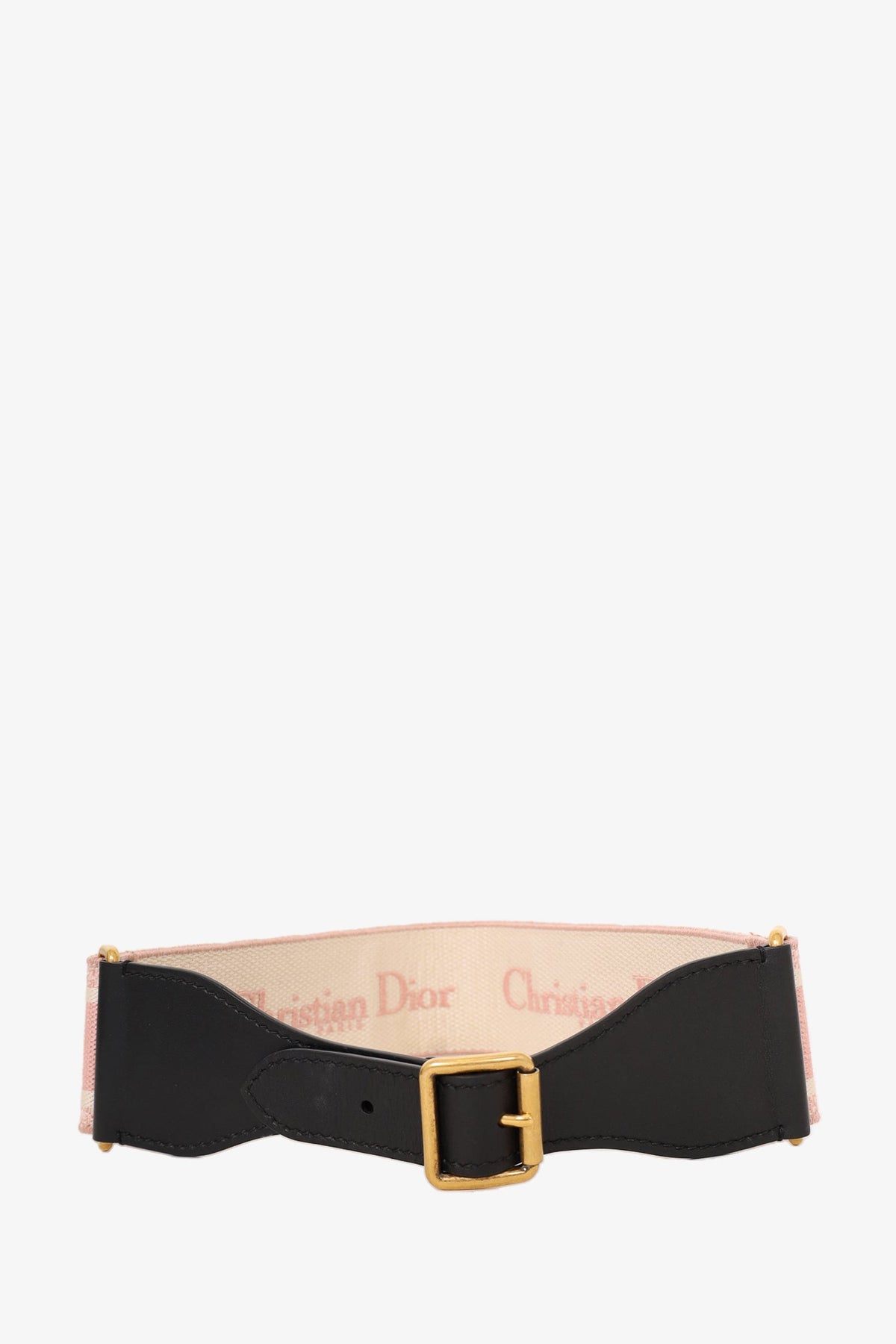 Christian Dior Pink Canvas Woven Logo Embroidered 65MM Belt