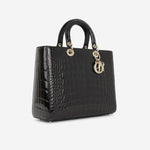 Dior - Large Lady Dior - Black Shiny Alligator Missisipiensis CGHW - 2023