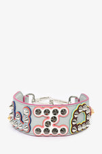 Fendi Grey Leather Multicoloured Spike 'FENDI' Bag Strap