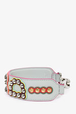 Fendi Grey Leather Multicoloured Spike 'FENDI' Bag Strap