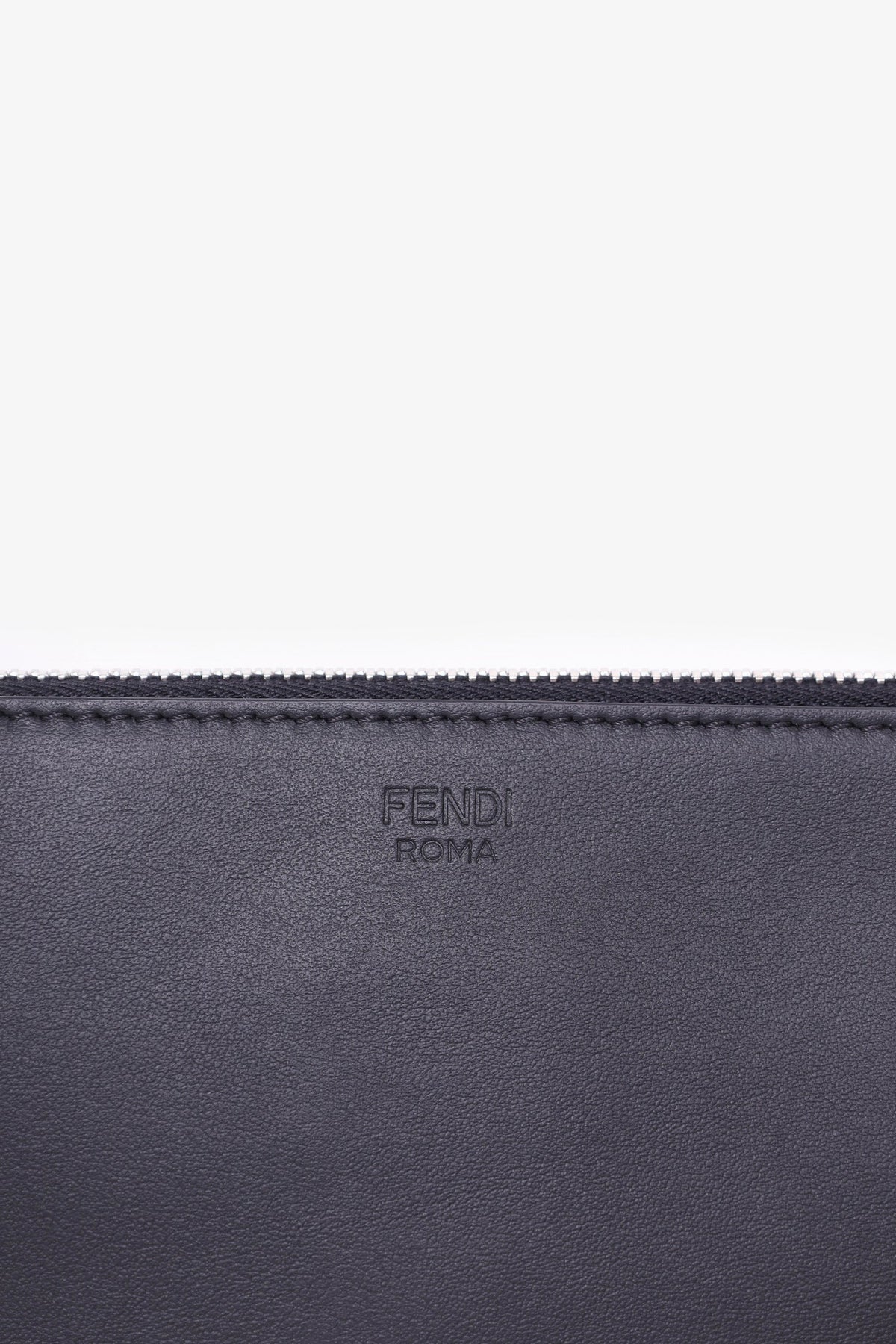 Fendi Black Calfskin CrystalEmbroidery Karlito Zip Pouch