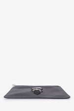 Fendi Black Calfskin CrystalEmbroidery Karlito Zip Pouch