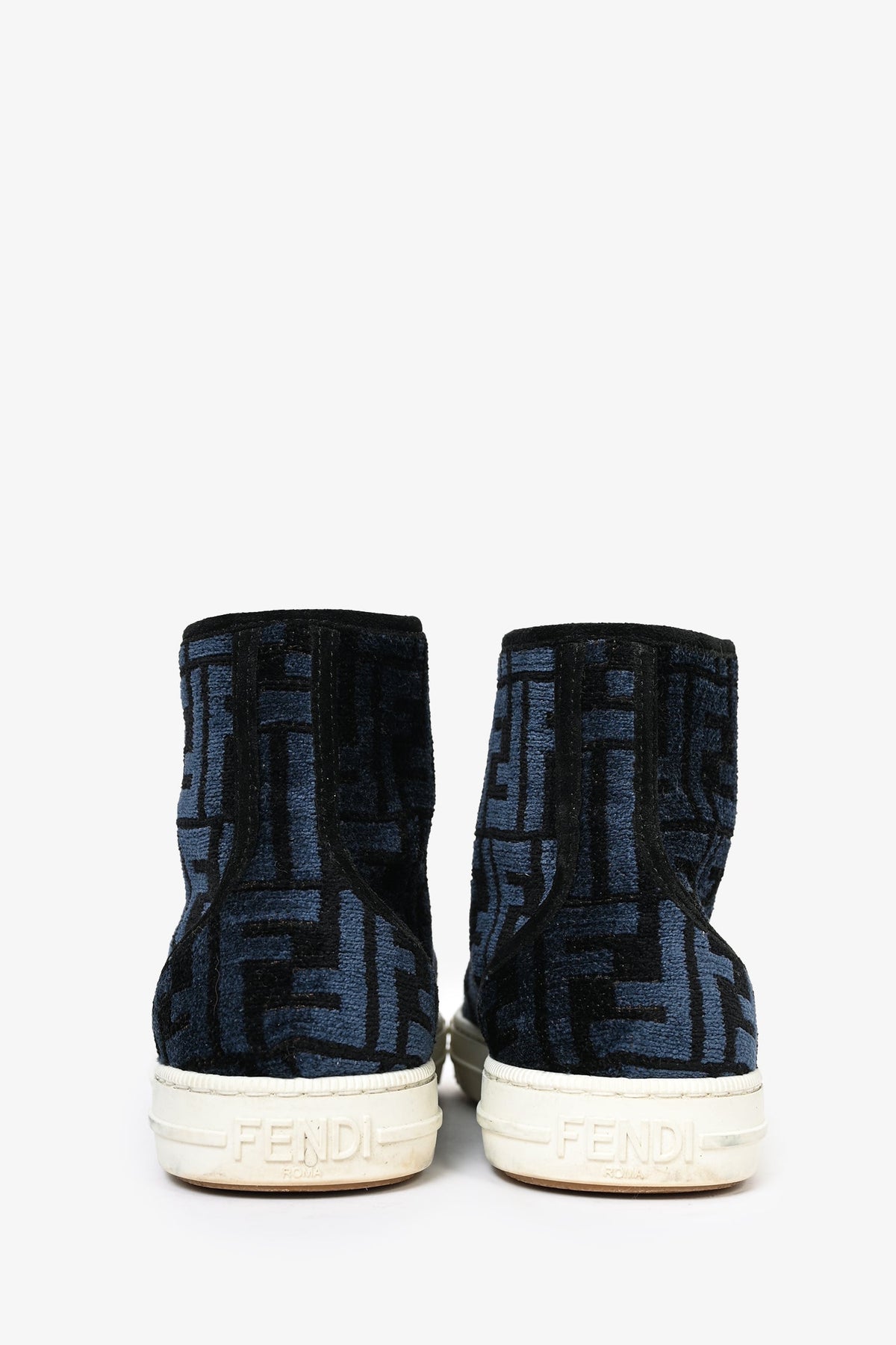 Fendi Navy/Black Zucca Print High Top Sneakers Size 36 (As Is)