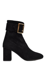 Burberry Black Suede Buckle Ankle Boots Size 35