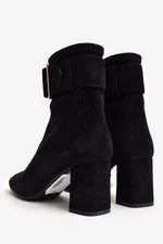 Burberry Black Suede Buckle Ankle Boots Size 35