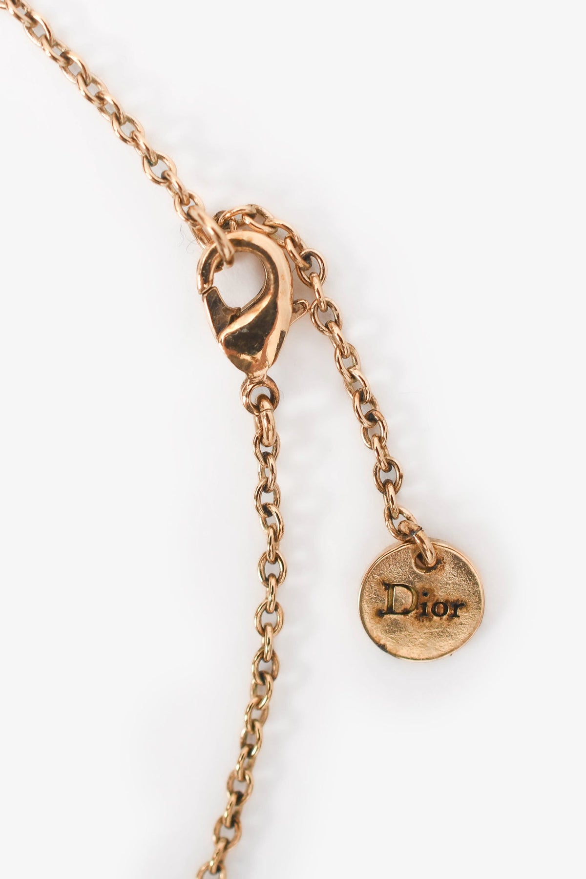 Christian Dior Gold Toned CD Pearl Drop Necklace