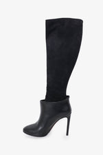 Louis Vuitton Black Leather and Suede Calf Length Booties Size 37