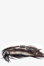 Fendi Brown/Beige Goat Hair-Trimmed Knit Baguette
