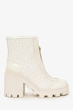 Gucci Cream Quilted Leather Heeled Front Zip Boots Size 38