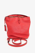 Burberry Red Leather Ashby Bucket Bag with Strap