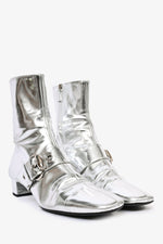 Gucci Metallic Silver Buckle Ankle Booties Size 11B
