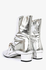 Gucci Metallic Silver Buckle Ankle Booties Size 11B