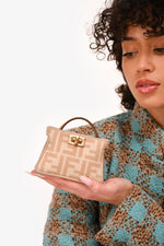 Fendi Beige FF Embroidered Peekaboo Bag Charm