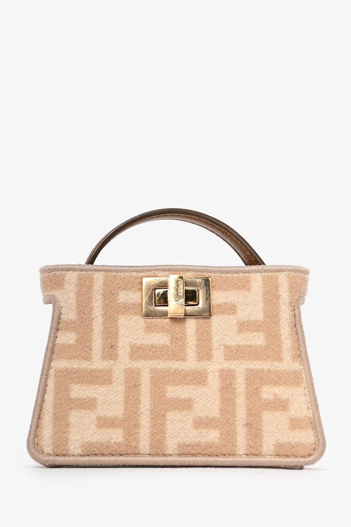 Fendi Beige FF Embroidered Peekaboo Bag Charm