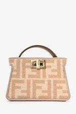 Fendi Beige FF Embroidered Peekaboo Bag Charm