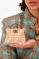 Fendi Beige FF Embroidered Peekaboo Bag Charm
