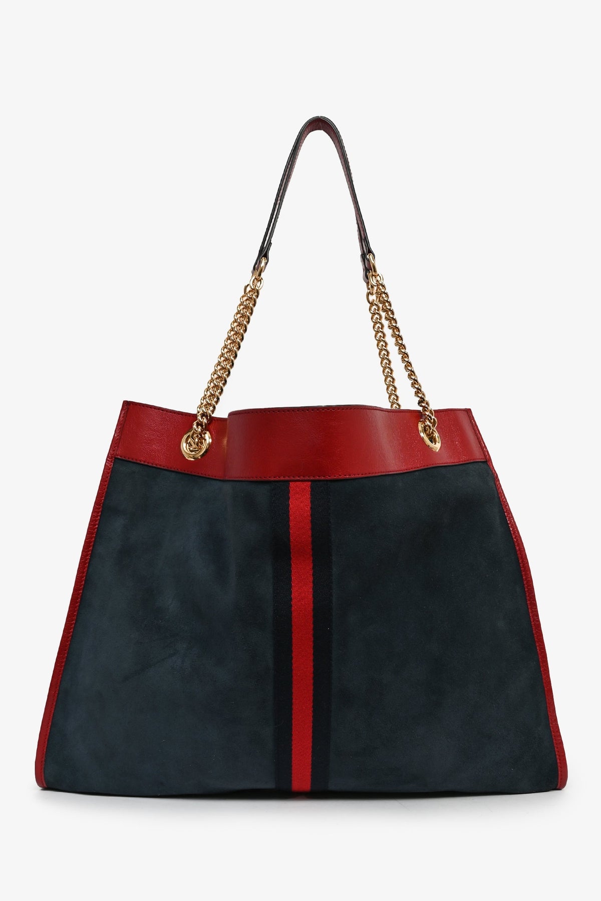 Gucci Blue Suede Red Leather Trimmed 'Rajah' Tote Bag