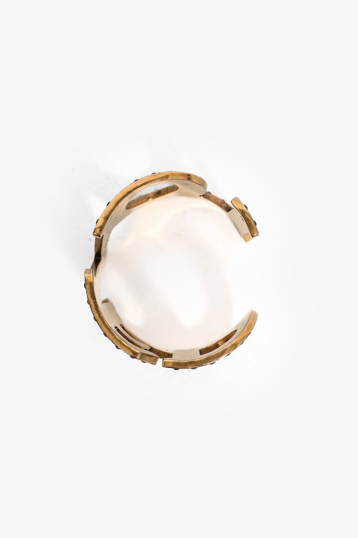 Gucci Gold Toned Multicolour Crystal 'LOVED' Cuff Bracelet